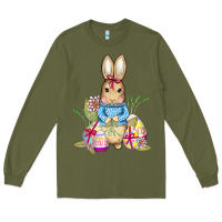 Army Green easter bunny and eggs Long Sleeve Tee - AdoDesignShop