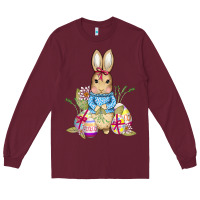 Burgundy easter bunny and eggs Long Sleeve Tee - AdoDesignShop