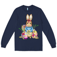 Navy easter bunny and eggs Long Sleeve Tee - AdoDesignShop