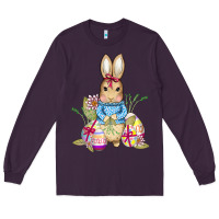 Plum easter bunny and eggs Long Sleeve Tee - AdoDesignShop