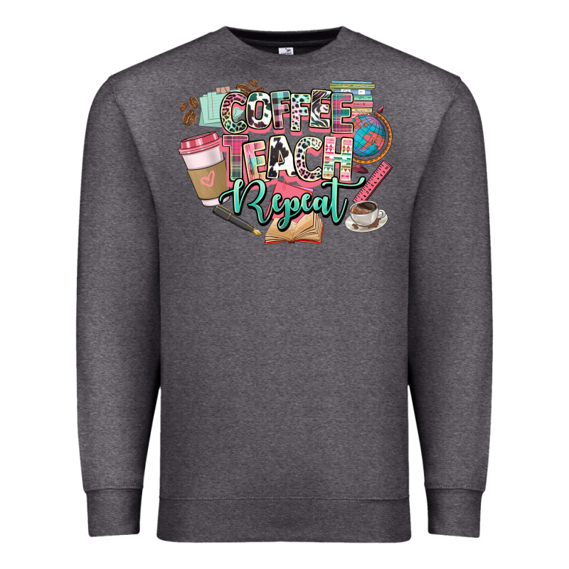 Coffee Teach Repeat Teacher Premium Sweatshirt by NancyCooperArtShop | Teevron
