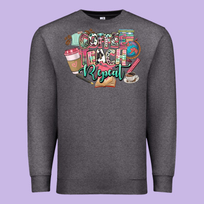 Coffee Teach Repeat Teacher Premium Sweatshirt Designed By Nancycooperartshop