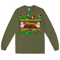 Army Green merry Christmas with Santa Claus Long Sleeve Tee - AdoDesignShop
