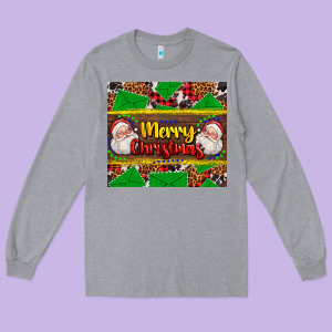 Merry Christmas With Santa Claus Long Sleeve Tee Designed By Adodesignshop