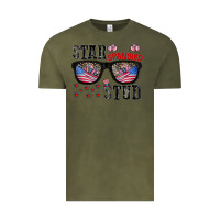Vintage Olive star spangled stup Vintage Tee - CowhideDigitalArt