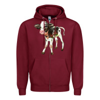 Burgundy Holstein Calf Zipper Hoodie - LillyAllenDesigns