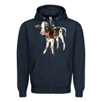 Navy Holstein Calf Zipper Hoodie - LillyAllenDesigns