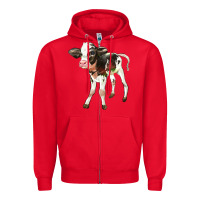 Red Holstein Calf Zipper Hoodie - LillyAllenDesigns