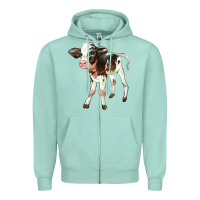 Seafoam Holstein Calf Zipper Hoodie - LillyAllenDesigns