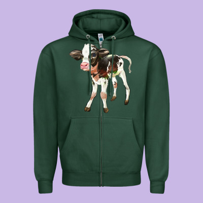 Holstein Calf Zipper Hoodie Designed By Lillyallendesigns