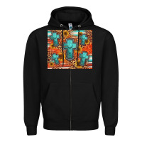 Black turquoise cross pattern Zipper Hoodie - Jasminsmagicworld