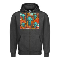 Charcoal Heather turquoise cross pattern Zipper Hoodie - Jasminsmagicworld