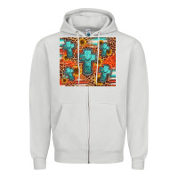 Dove Grey turquoise cross pattern Zipper Hoodie - Jasminsmagicworld