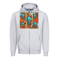 Heather Grey turquoise cross pattern Zipper Hoodie - Jasminsmagicworld