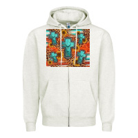 Oatmeal Heather turquoise cross pattern Zipper Hoodie - Jasminsmagicworld