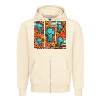 Sandshell turquoise cross pattern Zipper Hoodie - Jasminsmagicworld