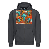 Smoke turquoise cross pattern Zipper Hoodie - Jasminsmagicworld