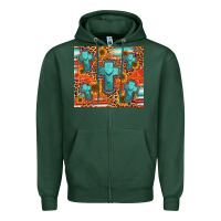 Sports Green turquoise cross pattern Zipper Hoodie - Jasminsmagicworld