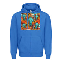 True Royal turquoise cross pattern Zipper Hoodie - Jasminsmagicworld