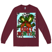 Burgundy cozy winter with gloves and scarf Long Sleeve Tee - AdoDesignShop