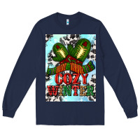 Navy cozy winter with gloves and scarf Long Sleeve Tee - AdoDesignShop