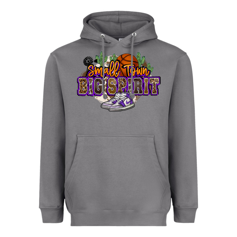 Small Town Big Spirit Basketball Heavyweight Hoodie by NancyCooperArtShop | Teevron