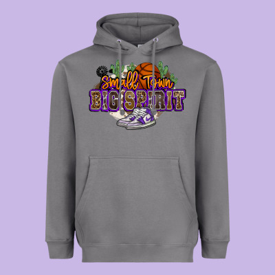 Small Town Big Spirit Basketball Heavyweight Hoodie Designed By Nancycooperartshop