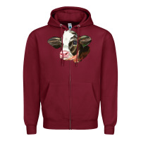Burgundy holstein calf face Zipper Hoodie - LillyAllenDesigns