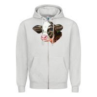 Dove Grey holstein calf face Zipper Hoodie - LillyAllenDesigns