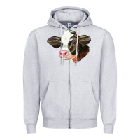 Heather Grey holstein calf face Zipper Hoodie - LillyAllenDesigns