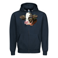 Navy holstein calf face Zipper Hoodie - LillyAllenDesigns