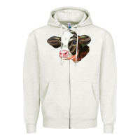 Oatmeal Heather holstein calf face Zipper Hoodie - LillyAllenDesigns