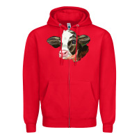 Red holstein calf face Zipper Hoodie - LillyAllenDesigns