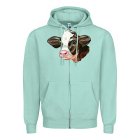 Seafoam holstein calf face Zipper Hoodie - LillyAllenDesigns