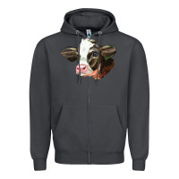 Smoke holstein calf face Zipper Hoodie - LillyAllenDesigns