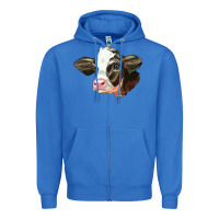 Holstein Calf Face Zipper Hoodie | Teevron