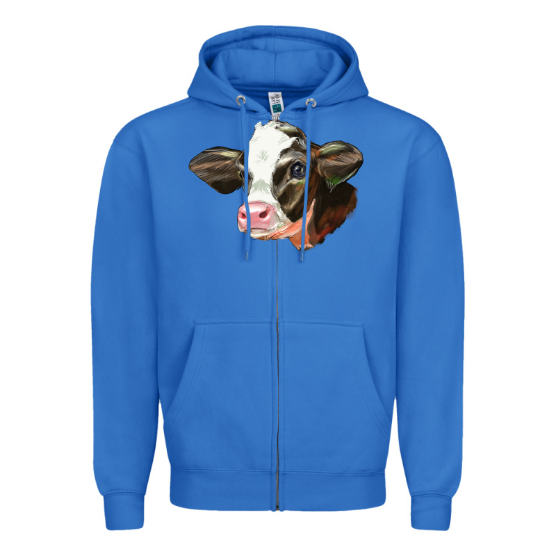 Holstein Calf Face Zipper Hoodie by LillyAllenDesigns | Teevron