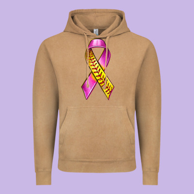 Breast Cancer Ribbon Softball Vintage Hoodie Designed By Texasbilliewilder