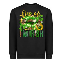 Black Kiss me im irish st.patricks day lips st.patricks Heavyweight Sweatshirt - Neo Western
