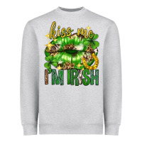 Heather Grey Kiss me im irish st.patricks day lips st.patricks Heavyweight Sweatshirt - Neo Western