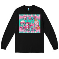 Black merry Christmas pink coffee Long Sleeve Tee - Jasminsmagicworld