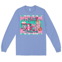 Colony Blue merry Christmas pink coffee Long Sleeve Tee - Jasminsmagicworld