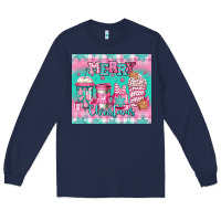 Navy merry Christmas pink coffee Long Sleeve Tee - Jasminsmagicworld