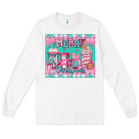 White merry Christmas pink coffee Long Sleeve Tee - Jasminsmagicworld