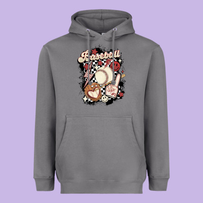 Checkered Retro Baseball Heavyweight Hoodie Designed By Maliassmallbusiness