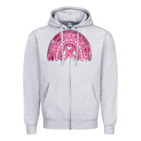 Heather Grey breast cancer awareness rainbow Zipper Hoodie - Jasminsmagicworld