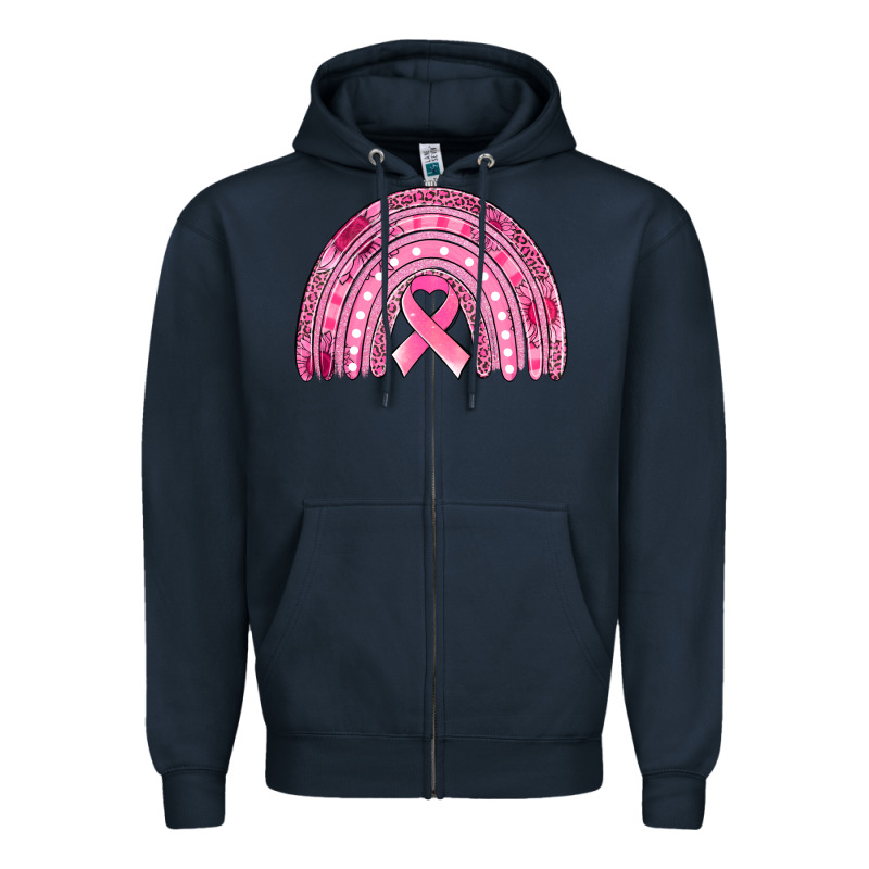 Breast Cancer Awareness Rainbow Zipper Hoodie by Jasminsmagicworld | Teevron