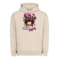 Pigment French Oak minding my own small business messy bun Urban Hoodie - texasbilliewilder