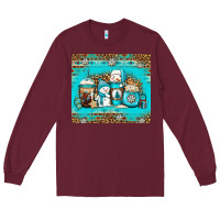 Burgundy winter snowman coffee Long Sleeve Tee - Jasminsmagicworld
