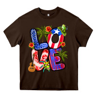 Chocolate Brown puerto rico love Heavy Core Tee - Artiststas